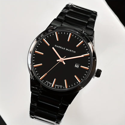Fashion Casual Watch, Classic Simple Black Calendar Quartz Movement Stainless Steel Strap, Suitable For Daily Outdoor Leisure Business Men's Watch