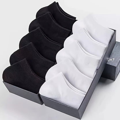 Black and White 10/30 Pairs of Socks - WQ - Unisex Simple Solid Color Versatile Short Socks for Spring and Summer