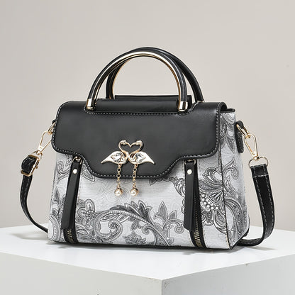 Elegant Floral Print Women'S Handbag - Lightweight Synthetic Tote with Golden-Tone Hardware, Removable Shoulder Strap, and Magnetic Closure, Perfect for Everyday Use, Versatile Tote Bag | Floral Print Bag | Synthetic Bag