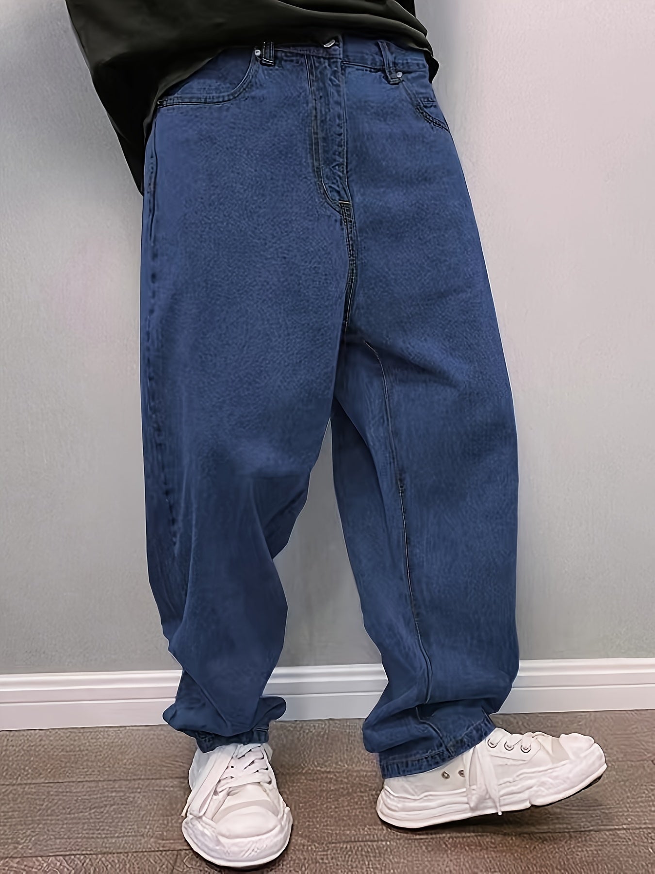 New Men'S Long Pants for Spring And Summer 2024, Light Blue Washed Denim, Loose-Fitting Casual Street Style Jeans.