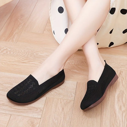 Women's Breathable Slip-On Casual Shoes - Lightweight, Non-Slip Comfort Sneakers with Perforated Design for Summer, Brown Fabric Upper & PVC Sole, Ladies Sneakers