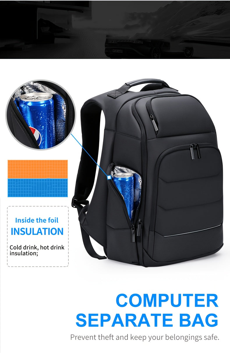 FENRUIEN Men'S Large Capacity Expandable Backpack with USB Charging, 39.62cm Laptop Bag, Durable Oxford Fabric, Multiple Compartments for Travel and Business Use, Travel Backpack | Minimalist Backpack | Durable Zippers, Lapto