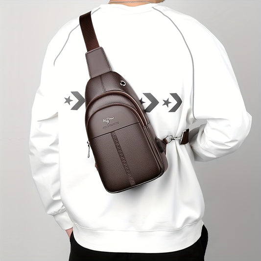 Men's Chest Bag Crossbody Shoulder Bag Small Fanny Pack Fashion Casual PU Leather Men's Satchel
