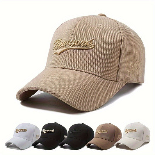 1pc New York Embroidered Baseball Cap - Oversized, Deep-Brimmed, Lightweight Fabric, Adjustable Buckle Closure, Casual Wear, Hand Wash Only, Casual Headwear | Embroidered Logo Cap | Lightweight Cap