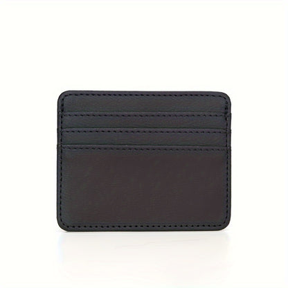 1pc Sleek Black Faux Leather Card Holder - Ultra-Slim, Multi-Slot Design, Compact Wallet with Secure Snap Closure for Everyday Use