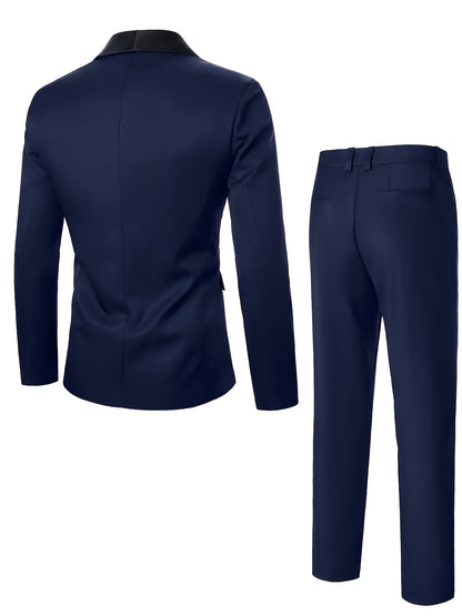 Men'S 2pcs Suit Coat And Pants Set, Suitable for Weddings, Business And Formal Occasions, Men'S Classic Suit, Men'S Elegant Suit, Men'S Casual Suit, Plain Suit, Wedding Party, Back-To-School Dance Suit