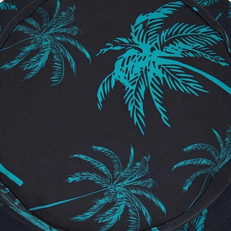 1pc Unisex Coconut Tree Print Bucket Hat - Bohemian Tropical Vacation Style, Breathable & Durable for Outdoor Beach, Casual Wear, Men & Women, Lightweight Headgear, Summer Accessory, Boho Chic, Comfortable Fit, Boho Fashion