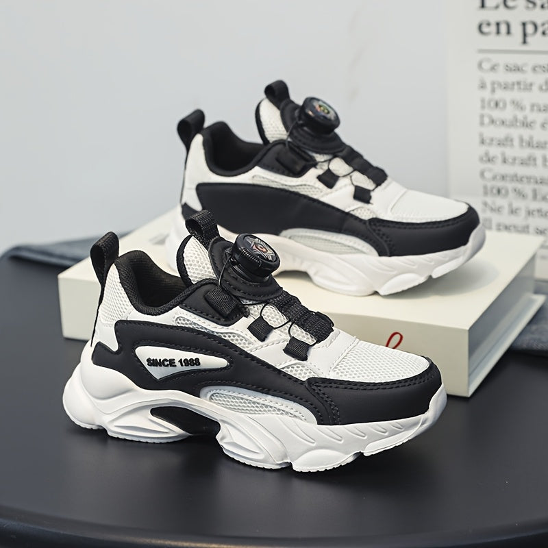 Youngsters' Rotating Buckle Sneakers - Comfortable Sneakers with Mesh Upper, Breathable Design, and Durable EVA Sole for Boys and Girls, Perfect for Casual Wear and Running, Girls Shoes