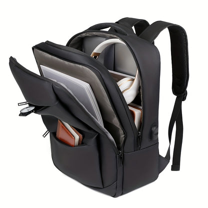 Stylish Men's Business Backpack - Large Capacity, Multi-Layer with Zippers, Durable Oxford Material, Perfect for Daily Commute & School