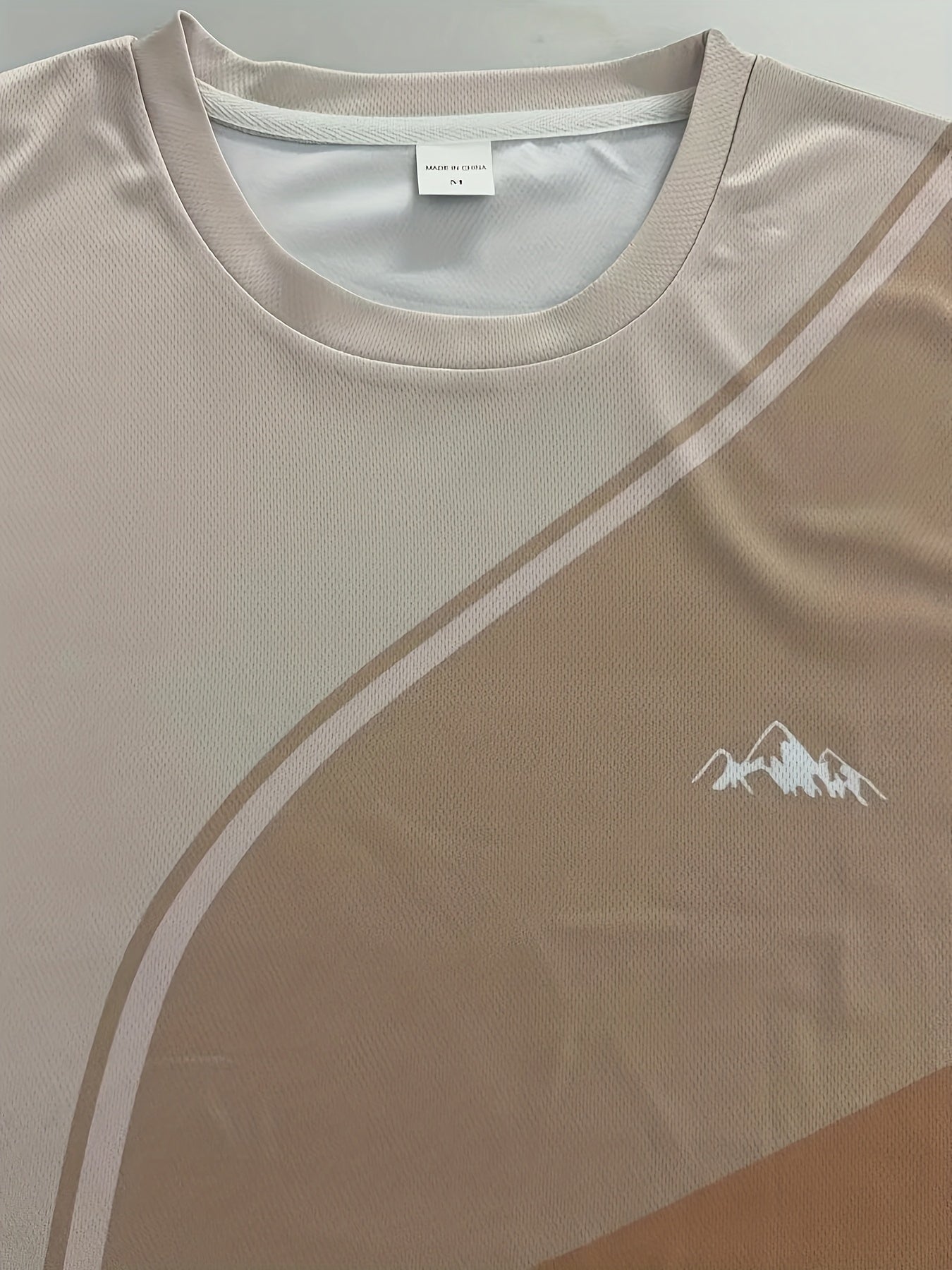 Men'S Beige Geometric Print T-Shirt - Casual Crew Neck, Slight Stretch Fabric, Modern Design with Striking Patterns, Everyday Tshirt | Modern Tshirt | Comfortable Fit