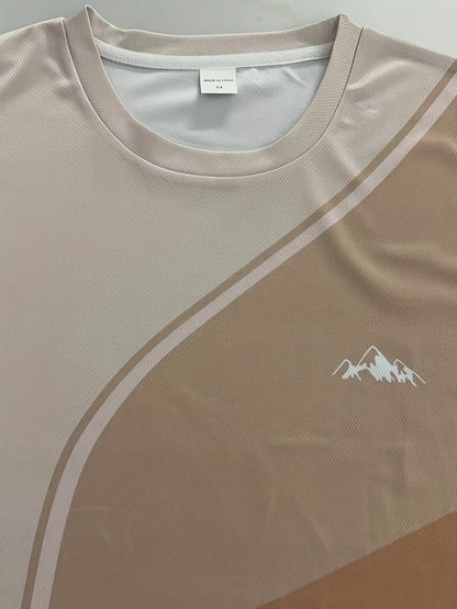 Men'S Beige Geometric Print T-Shirt - Casual Crew Neck, Slight Stretch Fabric, Modern Design with Striking Patterns, Everyday Tshirt | Modern Tshirt | Comfortable Fit