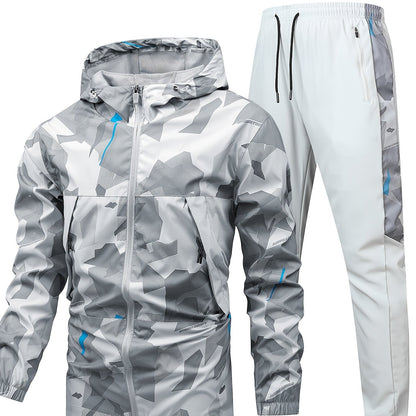 Men'S Lightweight Climbing Hooded Jacket - Quick-Dry Windproof Outdoor Sports Coat with Camouflage Pattern, Spring/Fall Casual & Training Wear, Regular Fit for Hiking, Running, Gym, Hiking Apparel, Durable Fabric