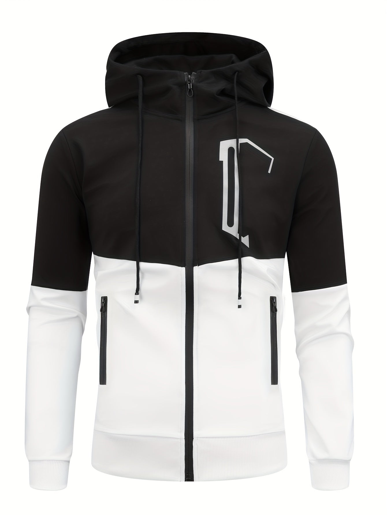 Men's Sports Casual Multi-pocket Workwear Suit Men's Spring and Autumn Hooded Patchwork Cardigan Sweatshirt Suit Men's Running Suit Fitness Suit Home Wear