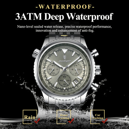 POEDAGAR New waterproof luminous calendar stainless steel ultra-thin Men's watch fashion students Korean business luxury youth chronograph quartz wristwatch., Perfect for Thanksgiving