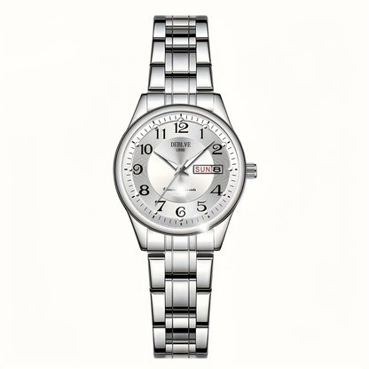 DEBLVE Women'S Watch - Glowing Face, Steel Strap, Week Calendar Display, Perfect Present for Birthdays, Celebrations, And Anniversaries