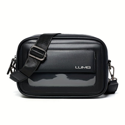 LUMG Fashion Faux Leather Crossbody Bag, Small Square Sling Shoulder Bag, Casual Messenger Chest Pack, Ideal for Valentine's Day Gift, Adult Birthday Present, Daily Commute - Adjustable Strap - Black