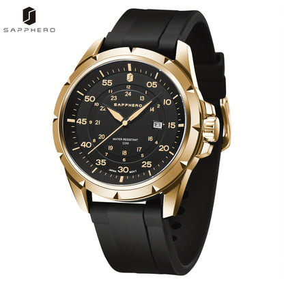 SAPPHERO Men's Luxury Watch - Stainless Steel Case & Band, 50m Waterproof, Analog Display with Date Window, Everyday & Formal Watch for Swimming, Business, Gifts - Affordable Luxury Wristwatch, Business Wristwatch, Sporty Ele