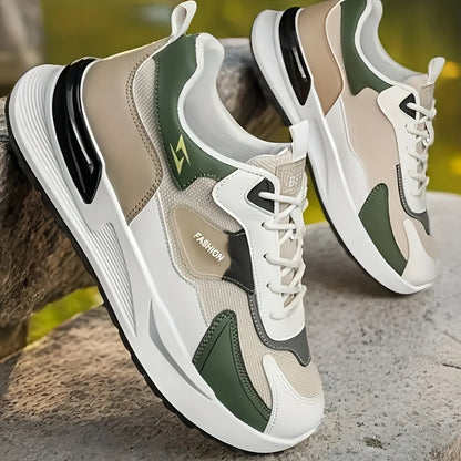 Men'S Breathable Running Sneakers with Gradient Design - Low-Top Lace-Up Casual Shoes, Durable PVC Sole, EVA Insole, Fashionable Black & White Patterns, Ideal for All Seasons Outdoor Activities