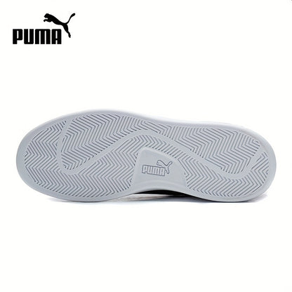 PUMA Unisex Low-Top Casual Sneakers - White & Black Contrast Design, Breathable PU Upper & Rubber Sole, Lace-Up Comfort Shoes for Men & Women, Sleek Sporty Design, Fabric Interior Lining, Durable Rubber Sole