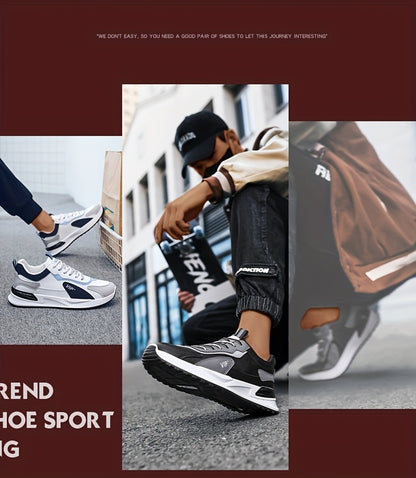 Men'S Casual Sneakers - Low Top, Lace-Up, All-Season Athletic Shoes with "VIP" Patch, White & Gray, Stylish Running & Hiking Boots, Casual Footwear | Modern Casual Sneakers | Durable Footwear