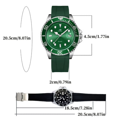 Men'S Square Dial Alloy Watch - Stylish & Durable Silicone Strap, Quartz Movement, Pointer Display, Date Feature, Ideal for Business Casual, Battery Powered (Non-Rechargeable), Everyday Watch|Stylized Dial Design|Durable Cons