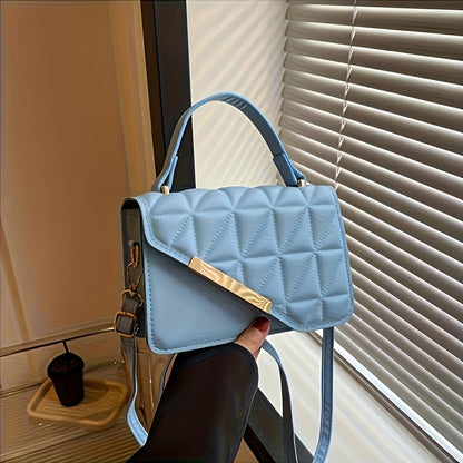 1pc Stylish Black Quilted Crossbody Bag with Magnetic Clasp & Adjustable Strap – Elegant -Pattern Design for Everyday Use, Work, and Outings, Small Crossbody Bag
