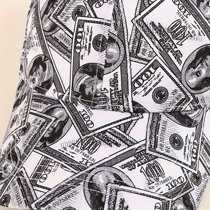 Funky Money Print Baseball Cap 100% Polyester Lightweight Adjustable Hip-Hop Hat Unisex for Music Festivals