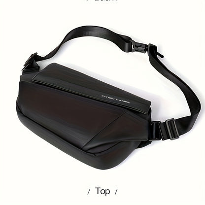 Men'S Sleek Black Crossbody Bag - Durable Oxford Material, Zippered Chest Bag with Adjustable Strap, Ideal for Commuting & Cycling, Trendy Shoulder Bag for Men, Cycling Bag|Trendy Shoulder Bag|Functional Design, Small Crossbo