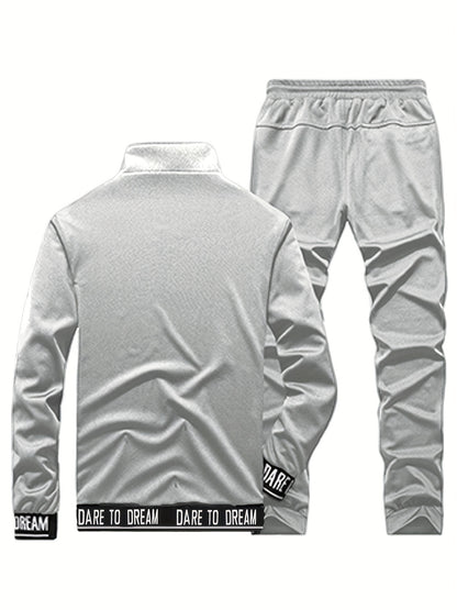 Spring and Autumn Men's Stand Collar Sports Casual Pants Suit