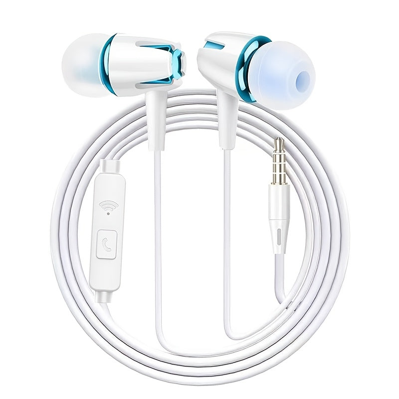 High-quality wired earphones with semi-in-ear design, supporting mobile phones, computers, games, karaoke, wired control with microphone in-ear design, high-definition calls, 3.5mm jack, suitable for sports, running, skipping