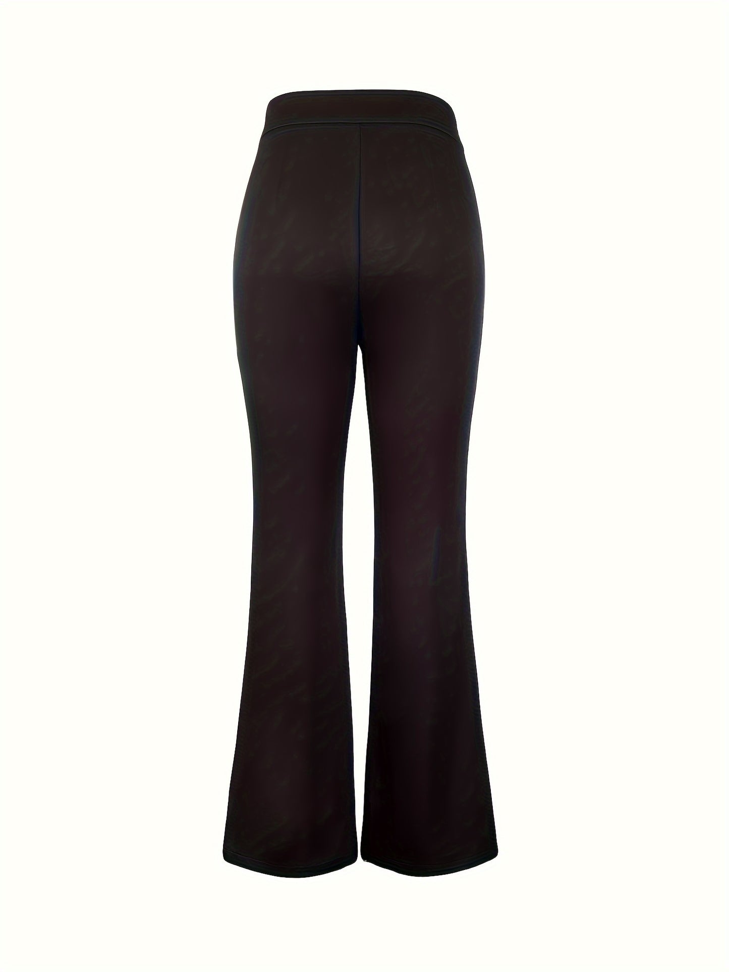 Elegant Women's Navy Blue Straight-Leg Pants with Golden Metal Accent Buttons - Chic & Versatile, High-Waisted, Polyester Blend, Machine Washable - Perfect for Work & Everyday Elegance