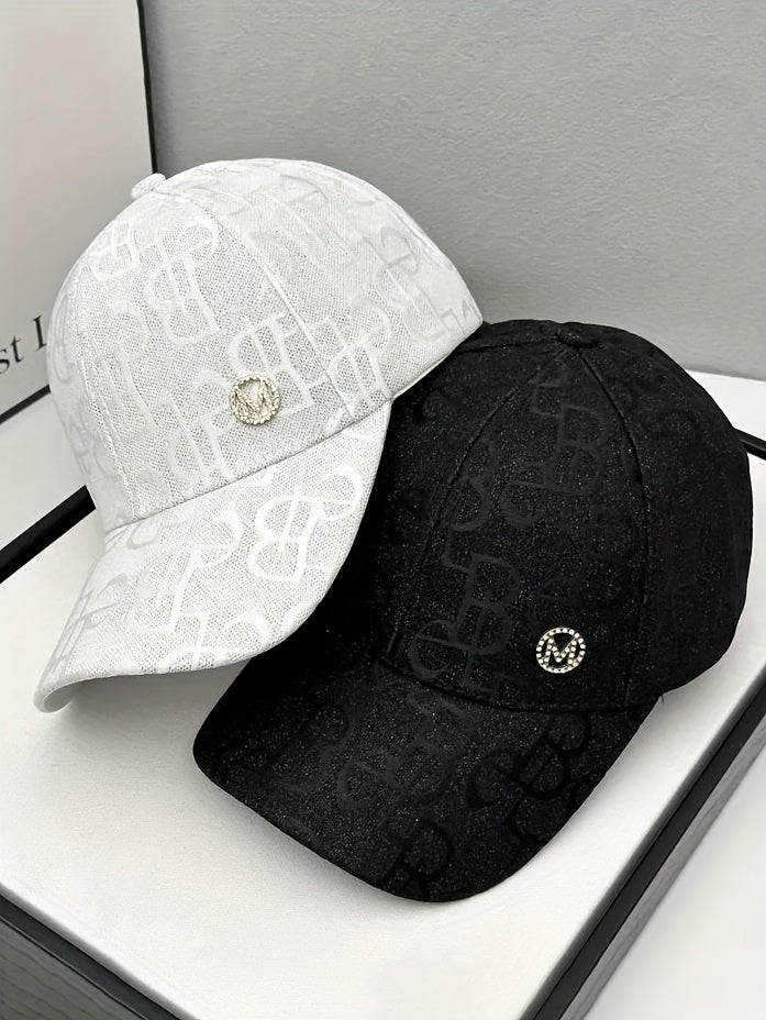 Women'S Adjustable Baseball Cap - Lightweight, Embroidered Jacquard Design, Sun Hat for Spring & Summer, Casual Fashion Trend, Daily Use, Holiday Theme, Adjustable Size