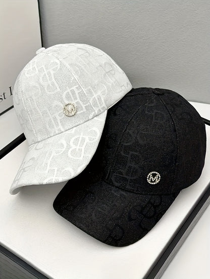 Women'S Adjustable Baseball Cap - Lightweight, Embroidered Jacquard Design, Sun Hat for Spring & Summer, Casual Fashion Trend, Daily Use, Holiday Theme, Adjustable Size