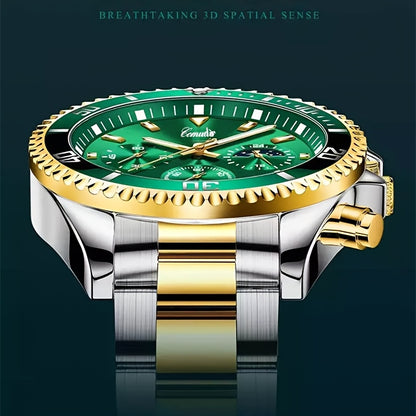 1pc New Fashion Stainless Steel Luxury Quartz Watch, High-end, Casual, Round Dial, Multi-scale, Night Light, Date Display, with Birthday, Holiday, Anniversary, for Men, Travel, Party