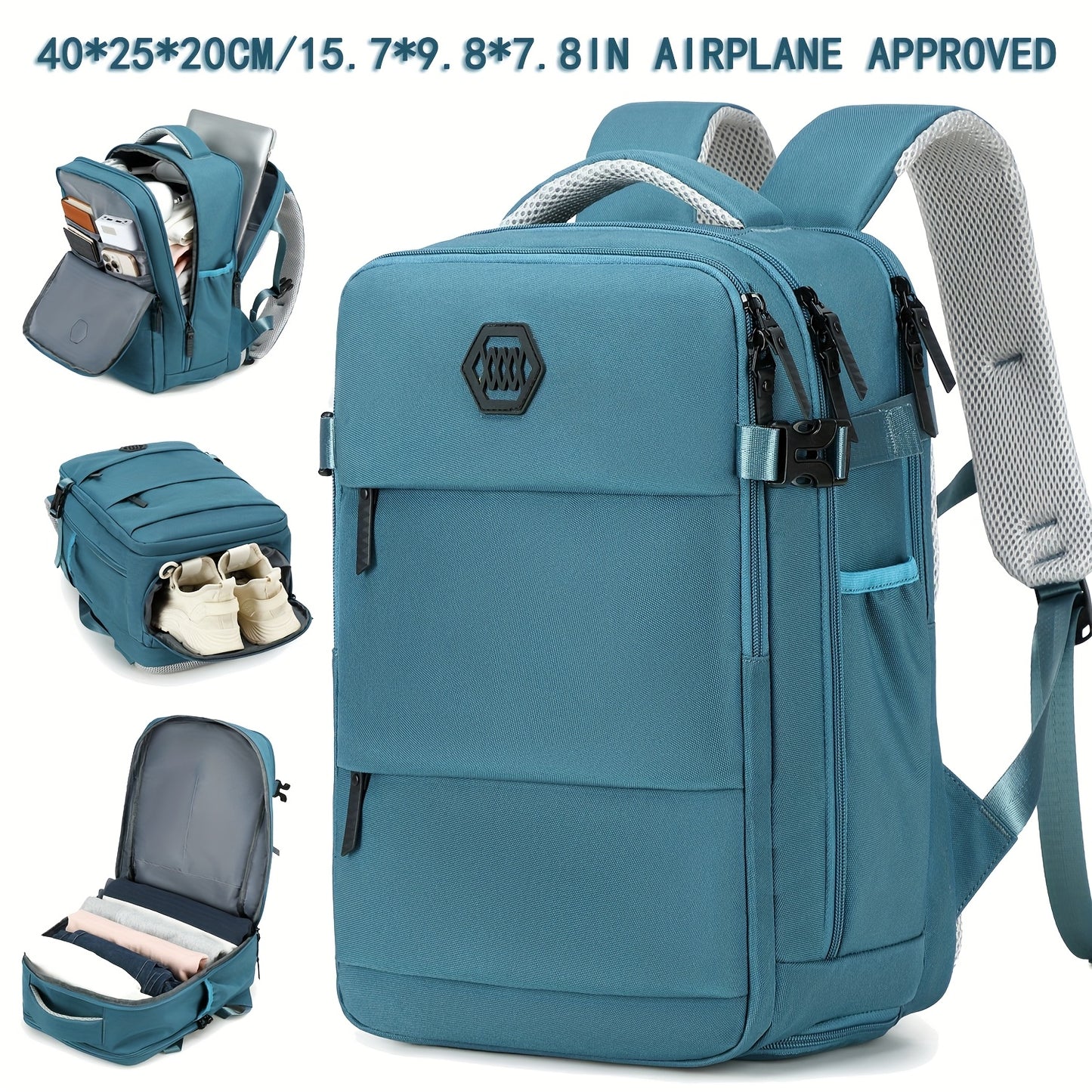 Travel Backpack for Men, Airline-Approved Carry-On Luggage, 15.6-Inch Laptop Business Bag, Weekend Leisure Hiking and Casual Daypack