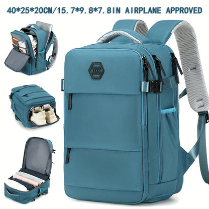 Travel Backpack for Men, Airline-Approved Carry-On Luggage, 15.6-Inch Laptop Business Bag, Weekend Leisure Hiking and Casual Daypack