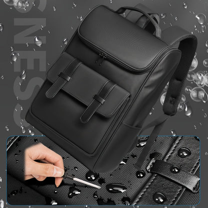 Men'S Stylish Large Capacity Commuter Backpack - Black Oxford Fabric, Durable with Multiple Compartments and Adjustable Straps, Ideal for Office, Student, University, School, Travel, Commute, Travel Backpack | Casual Style Ba