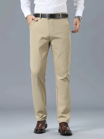 Men'S Classic Black Dress Pants - Stretchy Polyester, All-Season Comfort Fit, Regular Length, Solid Color, Allseason Pants | Stylish Dress Pants | Comfortable Fit Pants