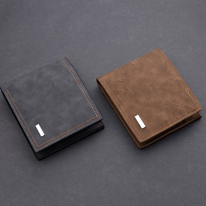 Men's PU Leather Short Wallet With Interlayer Coin Purse Multiple Card Slots Purse Large Capacity Card Cash Holder, Great Gift For Men