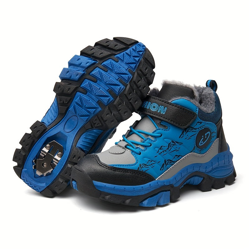 Teen Comfort Plush Lined Hiking Shoes are warm, durable, and comfortable for boys and girls, perfect for fall/winter outdoor adventures, warm and comfortable