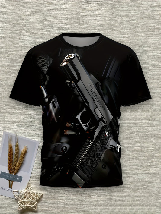 Men's 3D Printed Novelty T-Shirt - Casual, Breathable Polyester, Machine Washable, Round Neck - Perfect for Summer