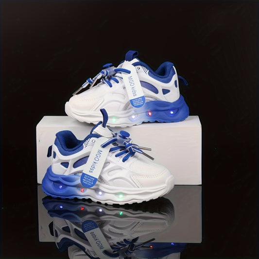 Boys' and Girls' New Spring and Autumn Sports Shoes, Gradient LED Light-Up Youngsters' Shoes for Ages 1-6 Years Old
