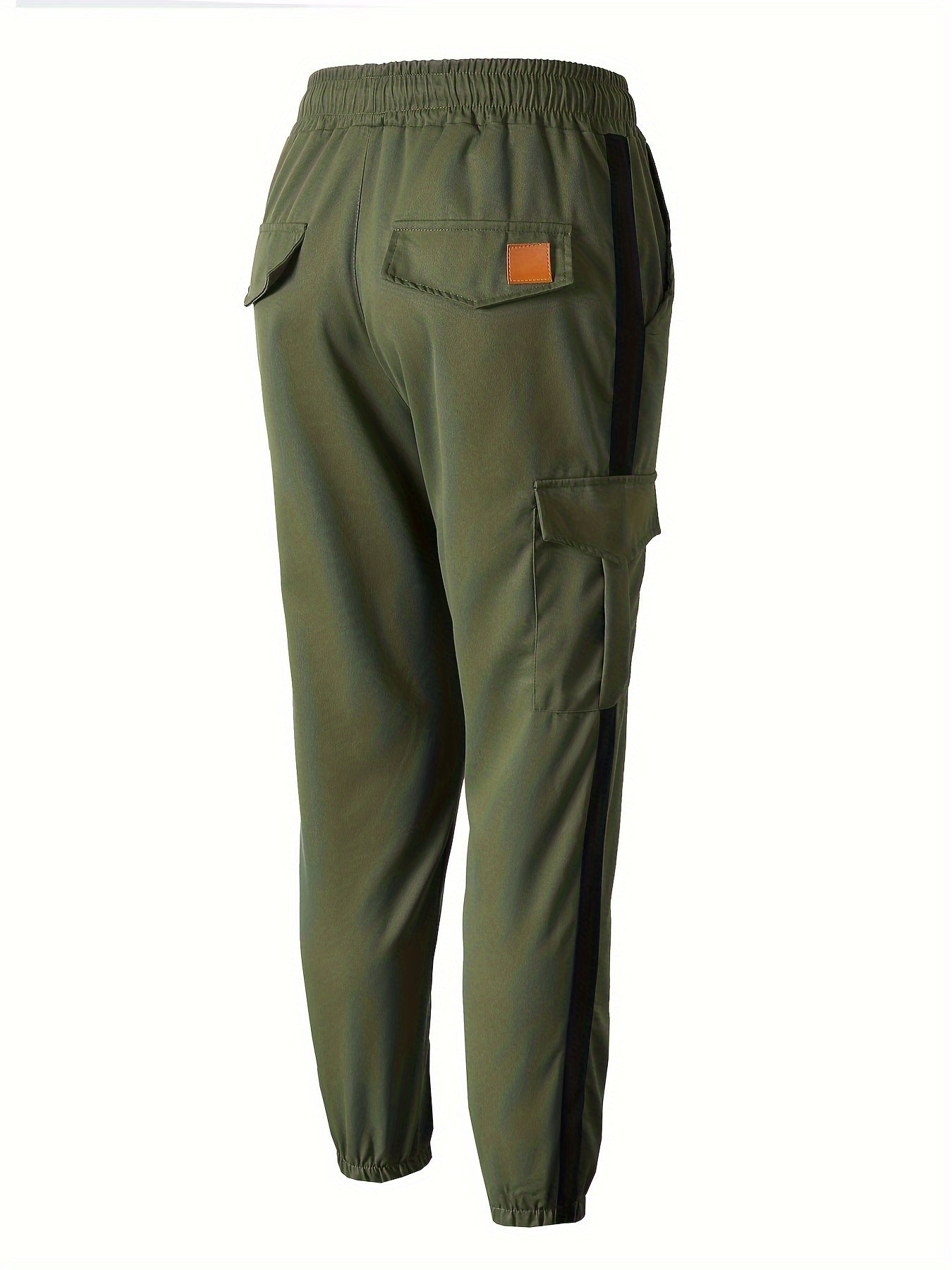 Men's Striped Track Pants With Multi Pockets, Active Drawstring Joggers For Outdoor Activities Gift