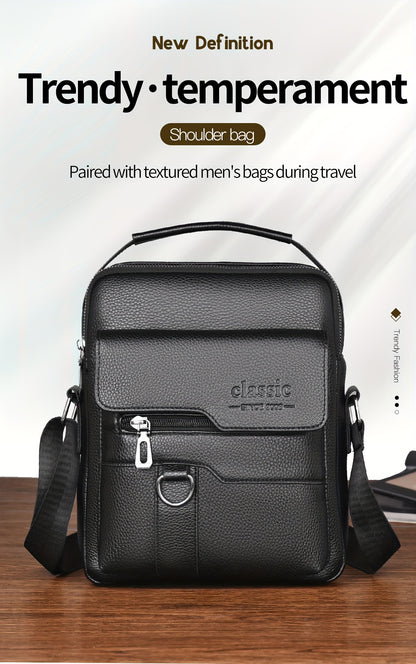 WEIXIER Men'S Set Shoulder Bag, Unisex Waist Postman Bag, Crossbody Chest Bag, Handbag, PU Fabric Multi-pocket, with Card Holder Wallet, Adjustable Detachable Shoulder Strap, Casual Commuting Bag Retro Business Texture Men'S