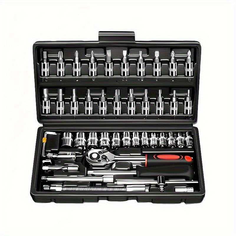 Multifunctional Integrated-Piece and 216pcs Car Repair Set, Suitable, Bicycles, Motorcycles Manual Wrench Socket Set, All-in-One Integrated Solution WY46&216-H4-0510-14