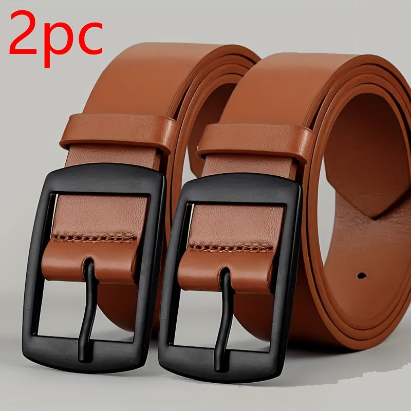 3pcs/2pcs/1pc Men'S Fashion Faux Leather Belts with Metal Pin Buckle - Stylish Designer Waist Straps for Jeans, Plus Size, Light Brown/Black/Dark Brown, Casual Wear Accessory | Stylish Waist Straps | Quality Craftsmanship