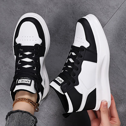 Women's Outdoor Autumn and Winter Thickened Warm Star Pattern Fashionable Versatile Simple High-Top Lace-Up Soft Sole Campus Sneakers for Multi-Purpose Sports and Casual Wear