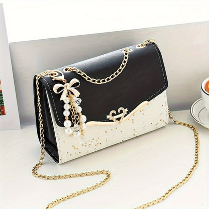 A Stylish Women'S Flip Chain Handbag, Ideal for Shopping, Makes a Wonderful Gift for Family, Loved Ones, Friends, Classmates, Or Even for Yourself. It'S a Perfect Present for Valentine'S Day, Featuring a Square Bread Design A