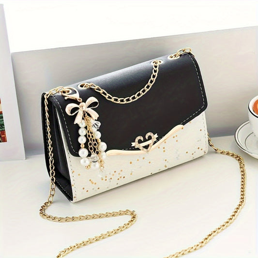 A Stylish Women'S Flip Chain Handbag, Ideal for Shopping, Makes a Wonderful Gift for Family, Loved Ones, Friends, Classmates, Or Even for Yourself. It'S a Perfect Present for Valentine'S Day, Featuring a Square Bread Design A