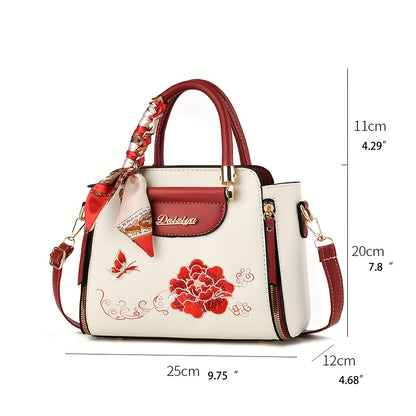 A Large Capacity Handbag for Women, Suitable for Business, Casual Outings, And Travel, Featuring a Randomly Colored Scarf, Perfect As a Mother'S Day Gift.